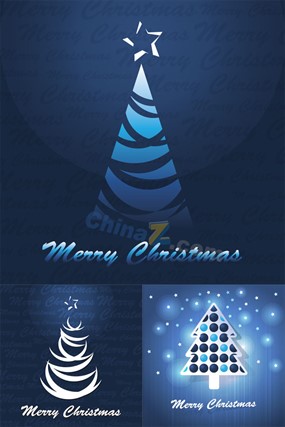 蓝色圣诞树背景矢量图